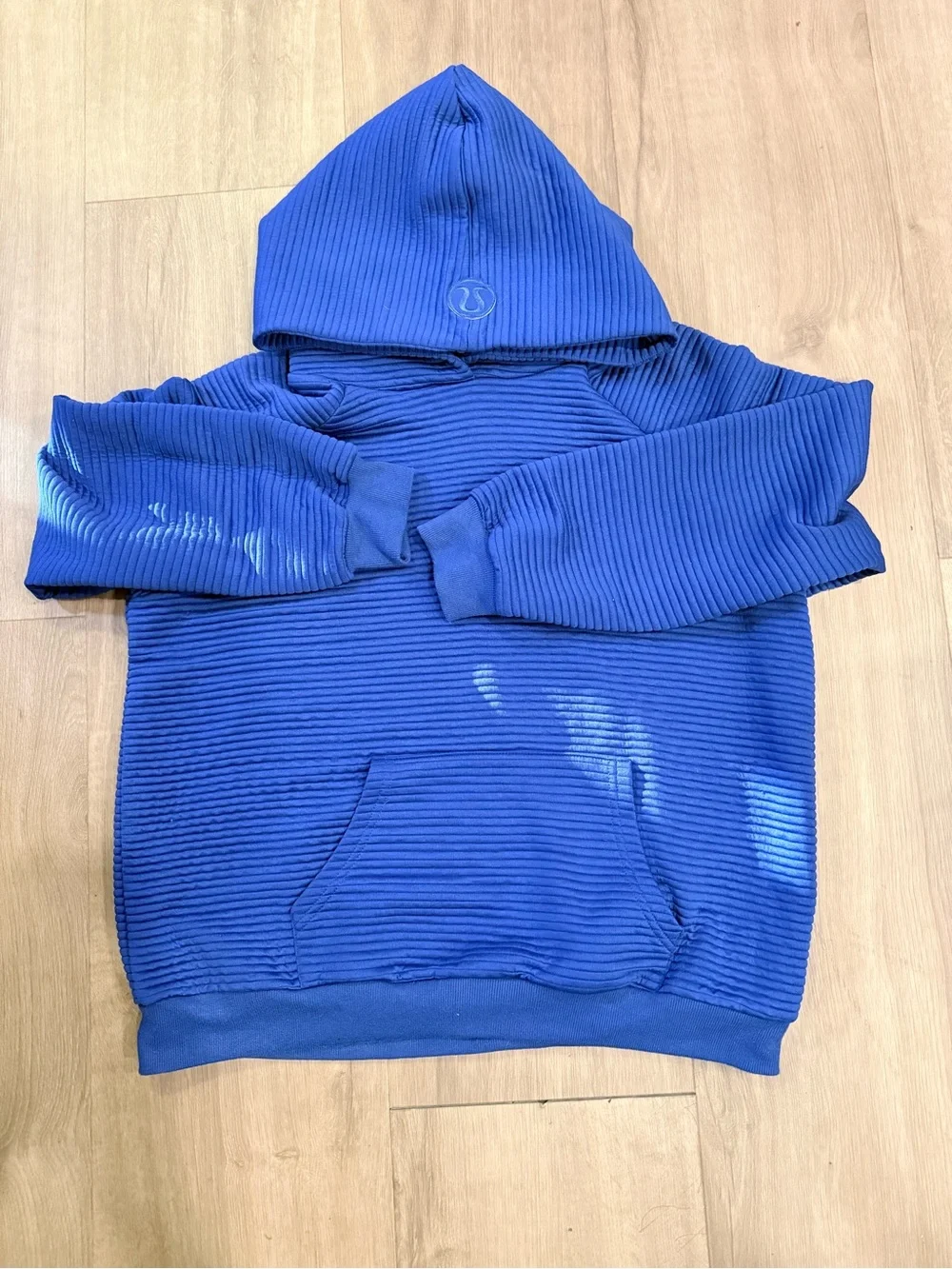 Lululemon Ribbed Oversized Hoodie Blue Size L Kangaroo Pocket